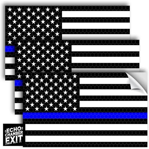 3PC Reflective Thin Blue Line or American Flag Decals – Show Your Allegiance, Day or Night (5x3")