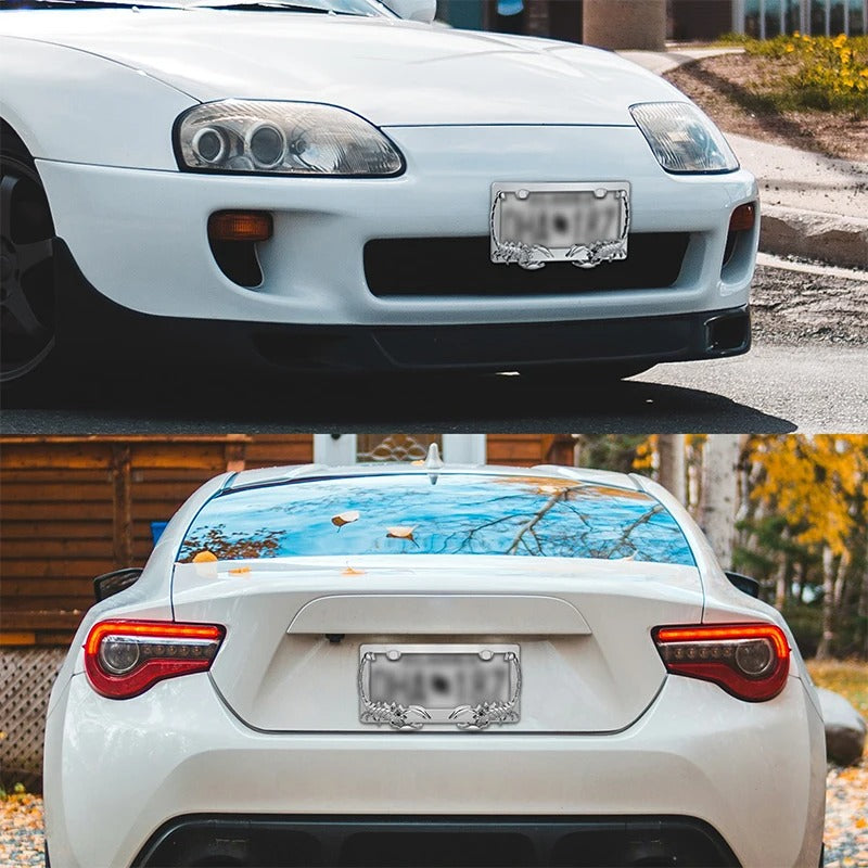 Battle-Ready 2-Pack License Plate Frames – Unleash Your American Spirit!